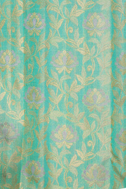 Image of Kanchipuram Silk Brocade Light-Green Saree