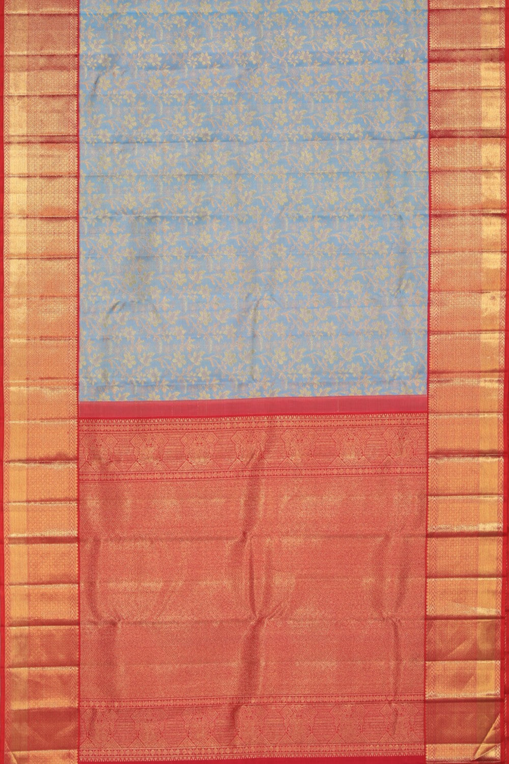 Kanchipuram Silk Brocade Light-Blue Saree