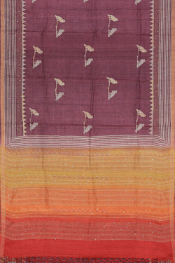 Image of Tussar Silk Kantha Stitch Saree