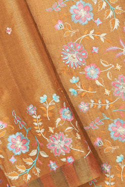 Image of Tussar Silk Mustard Saree