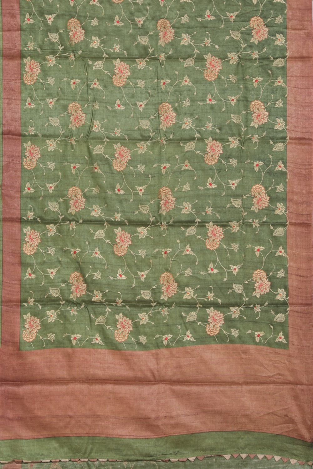 Tussar Silk Green Saree