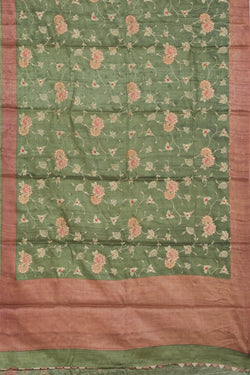 Image of Tussar Silk Green Saree