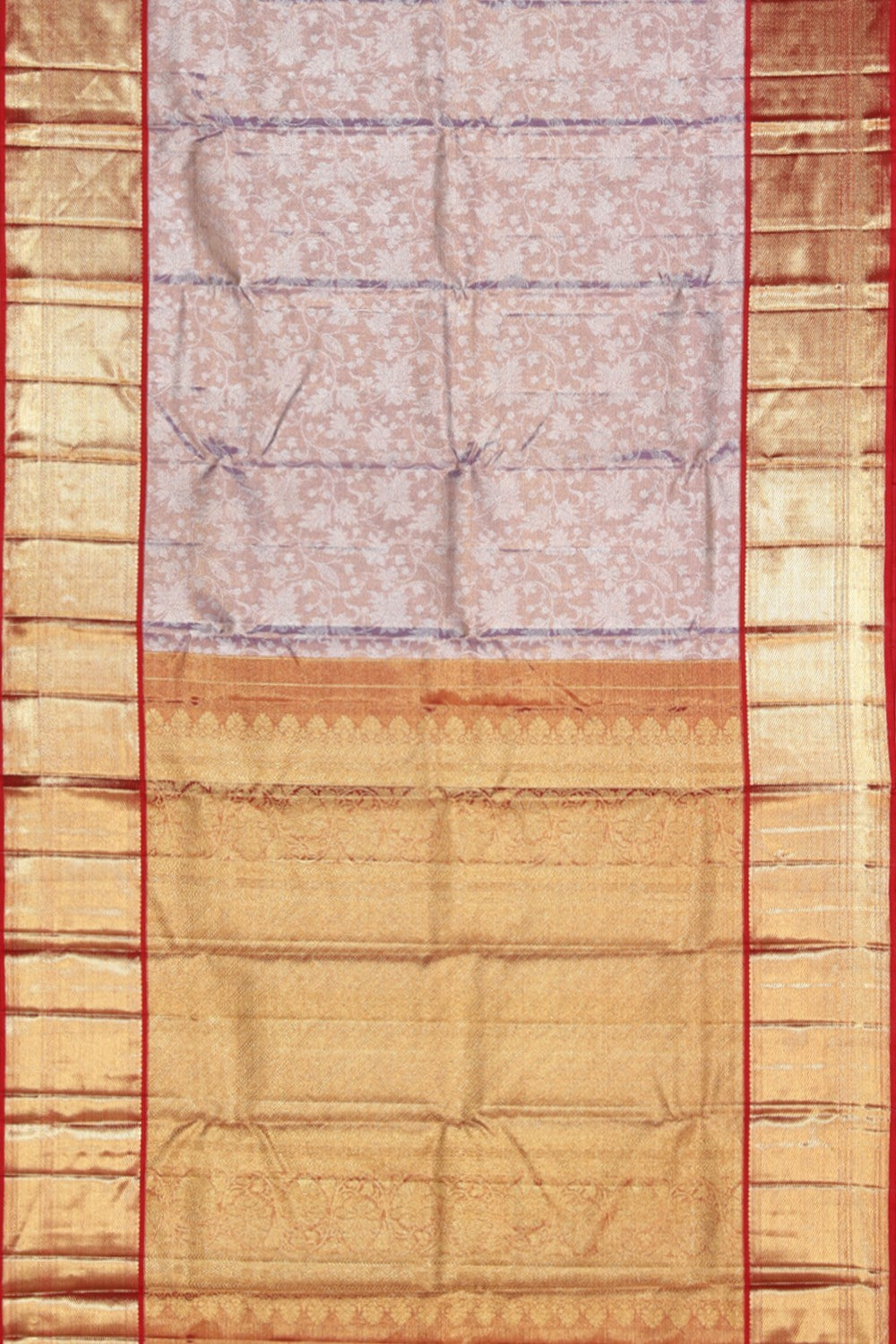 Collection of Kanchipuram Silk Tissue Brocade Purple Saree in a gallery layout