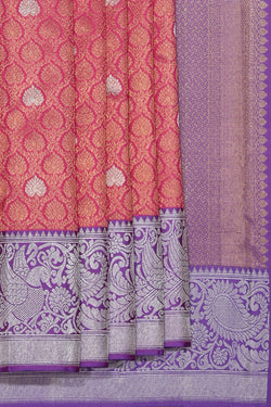 Collection of Arani Silk Brocade Pink Saree in a gallery layout