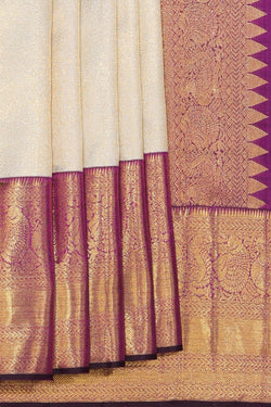 Collection of Arani Silk Brocade Off-White Saree in a gallery layout