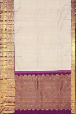 Collection of Arani Silk Brocade Off-White Saree in a gallery layout