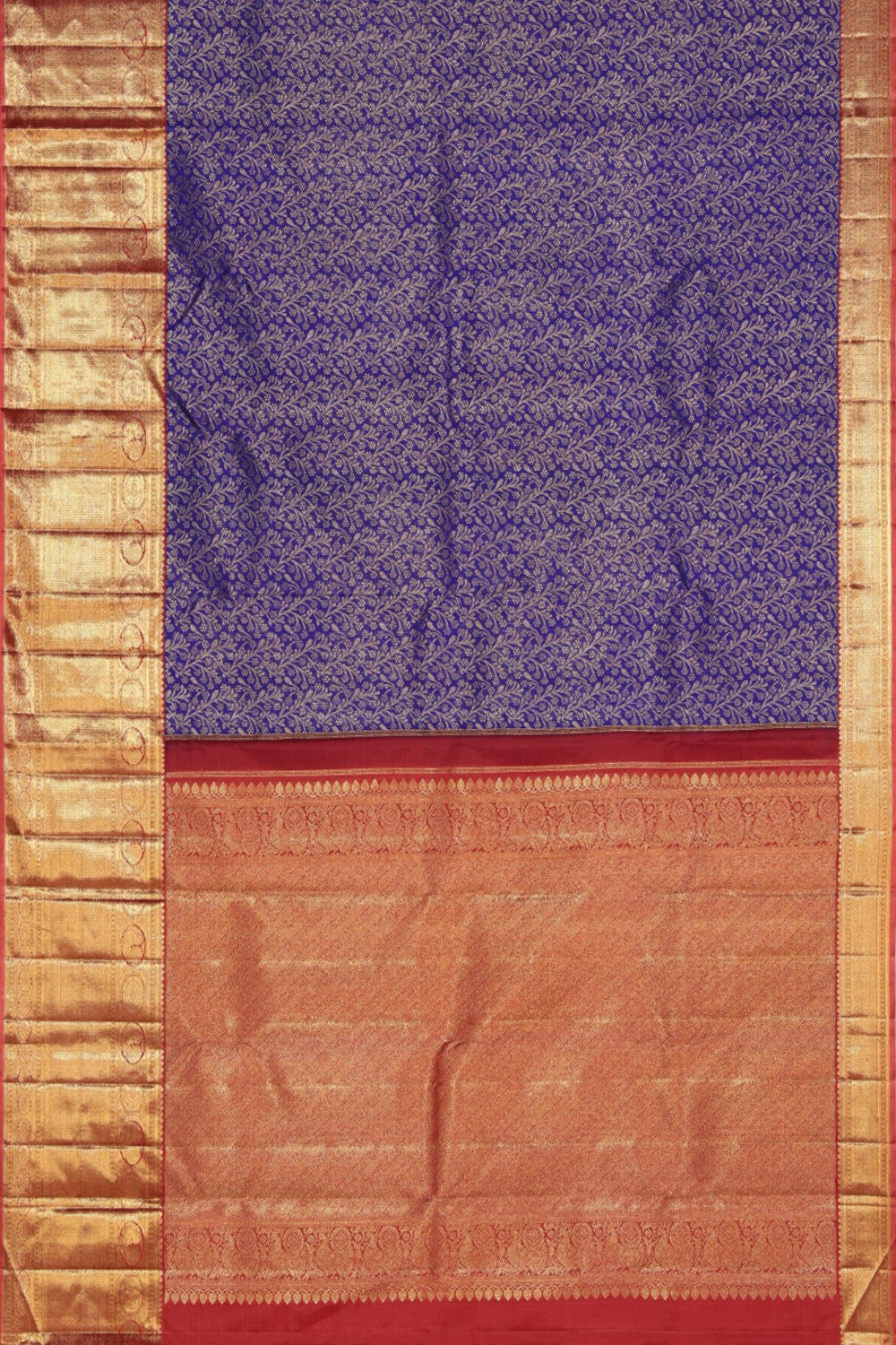 Collection of Arani Silk Brocade Indigo Blue Saree in a gallery layout