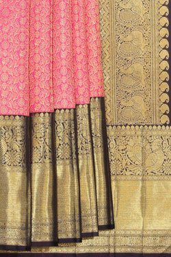 Collection of Arani Silk Brocade Pink Saree in a gallery layout