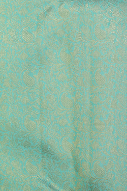 Collection of Arani Silk Brocade Aqua Green Saree in a gallery layout