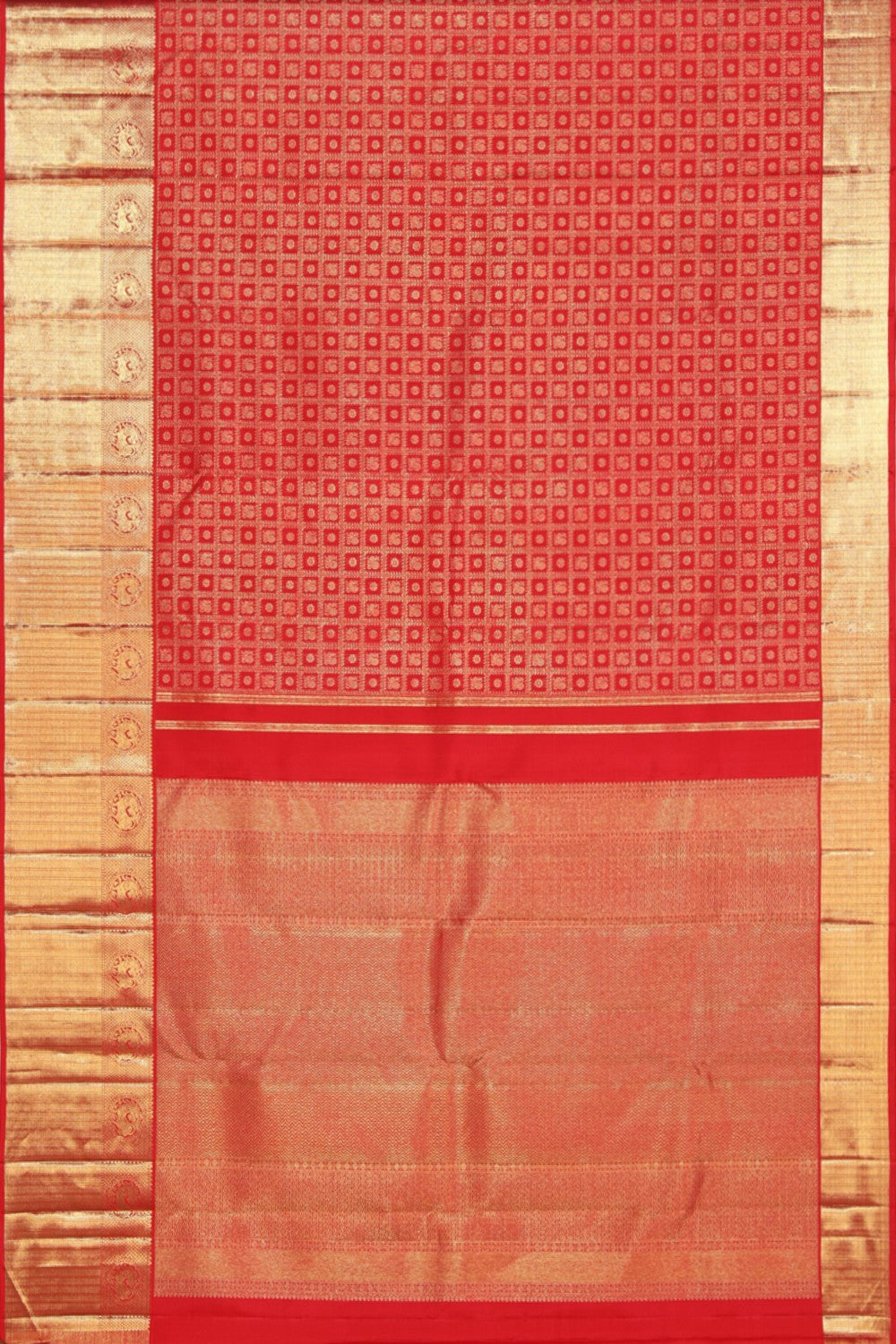 Image of Kanchipuram Silk Brocade Red Saree