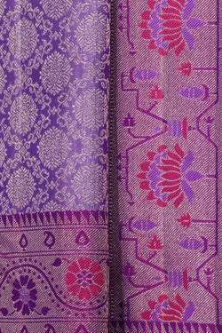 Collection of Arani Silk Brocade Purple Saree in a gallery layout