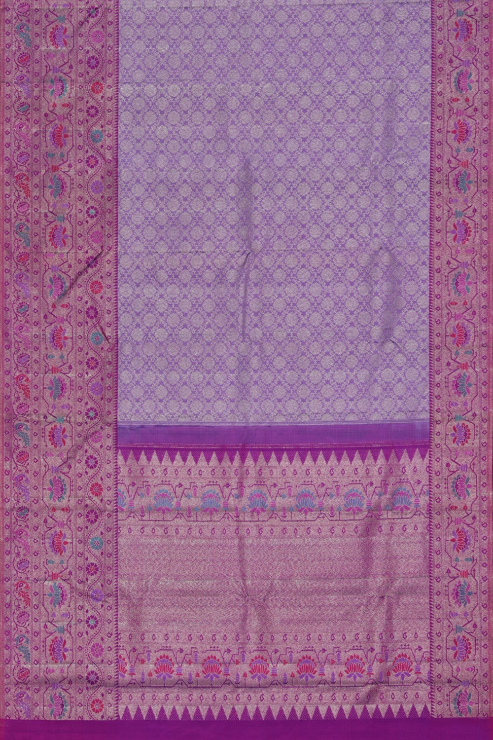 Collection of Arani Silk Brocade Purple Saree in a gallery layout