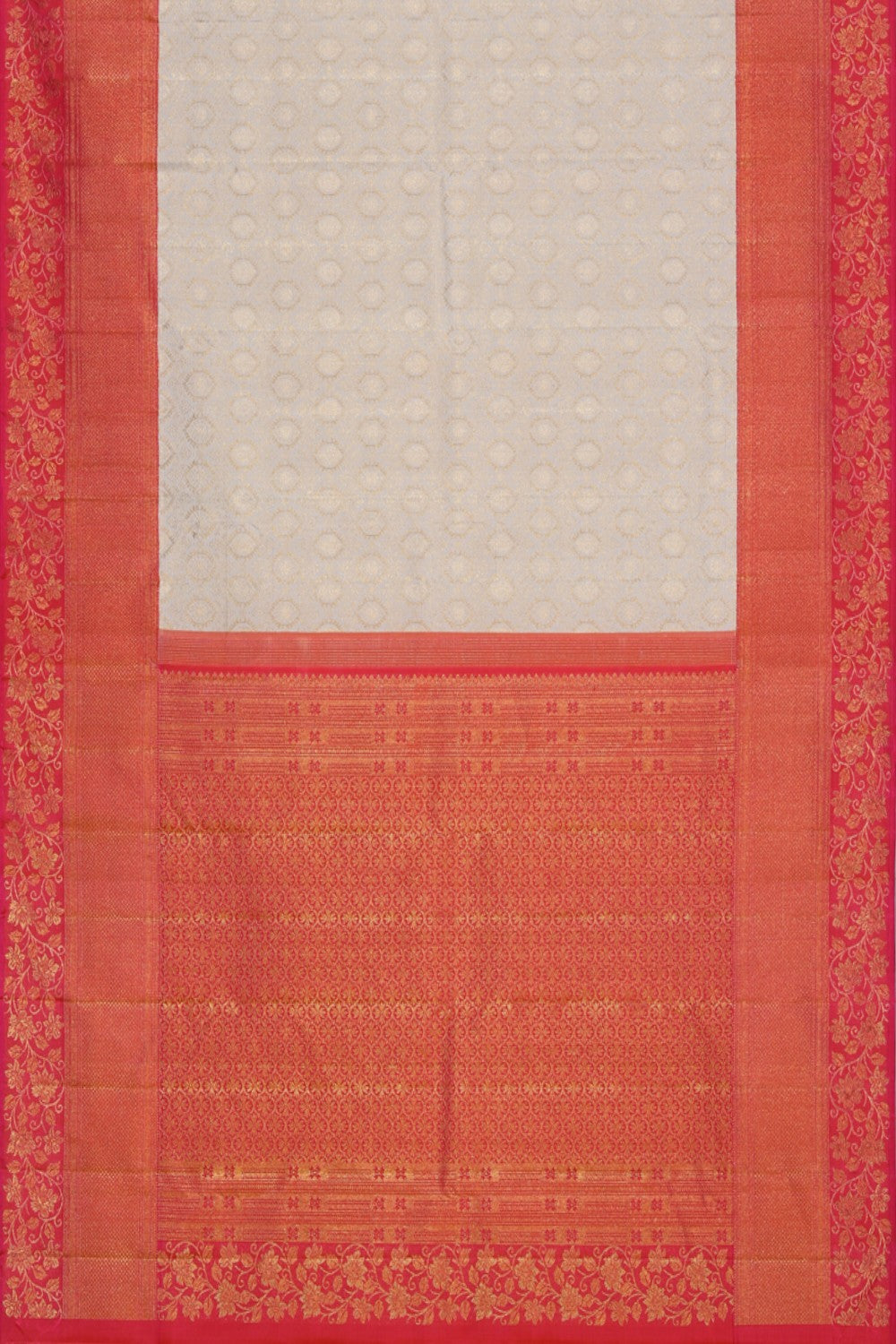 Kanchipuram Silk Brocade Off-White Saree