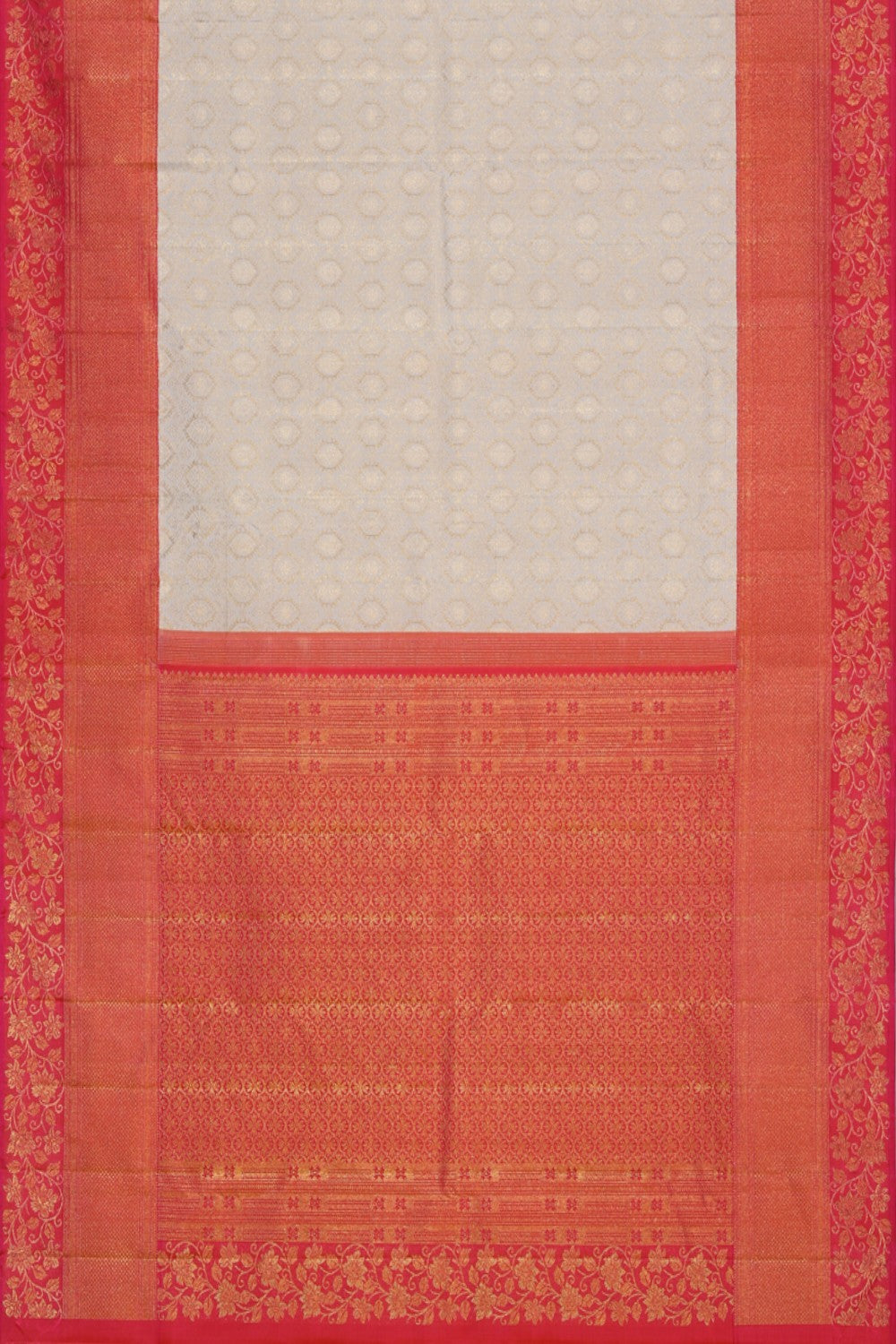 Image of Kanchipuram Silk Brocade Off-White Saree