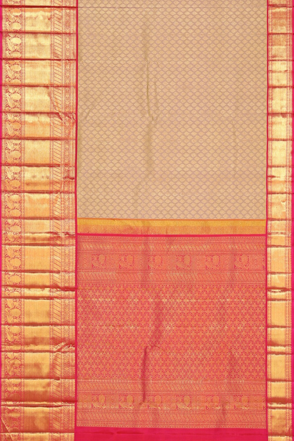 Collection of Kanchipuram Silk Brocade Mild-Yellow Saree in a gallery layout