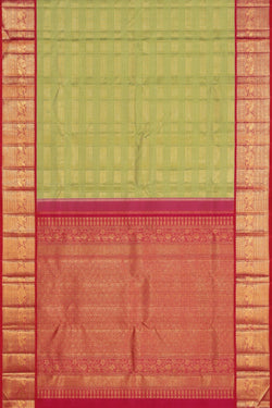 Collection of Kanchipuram Silk Brocade Sage-Green Saree in a gallery layout