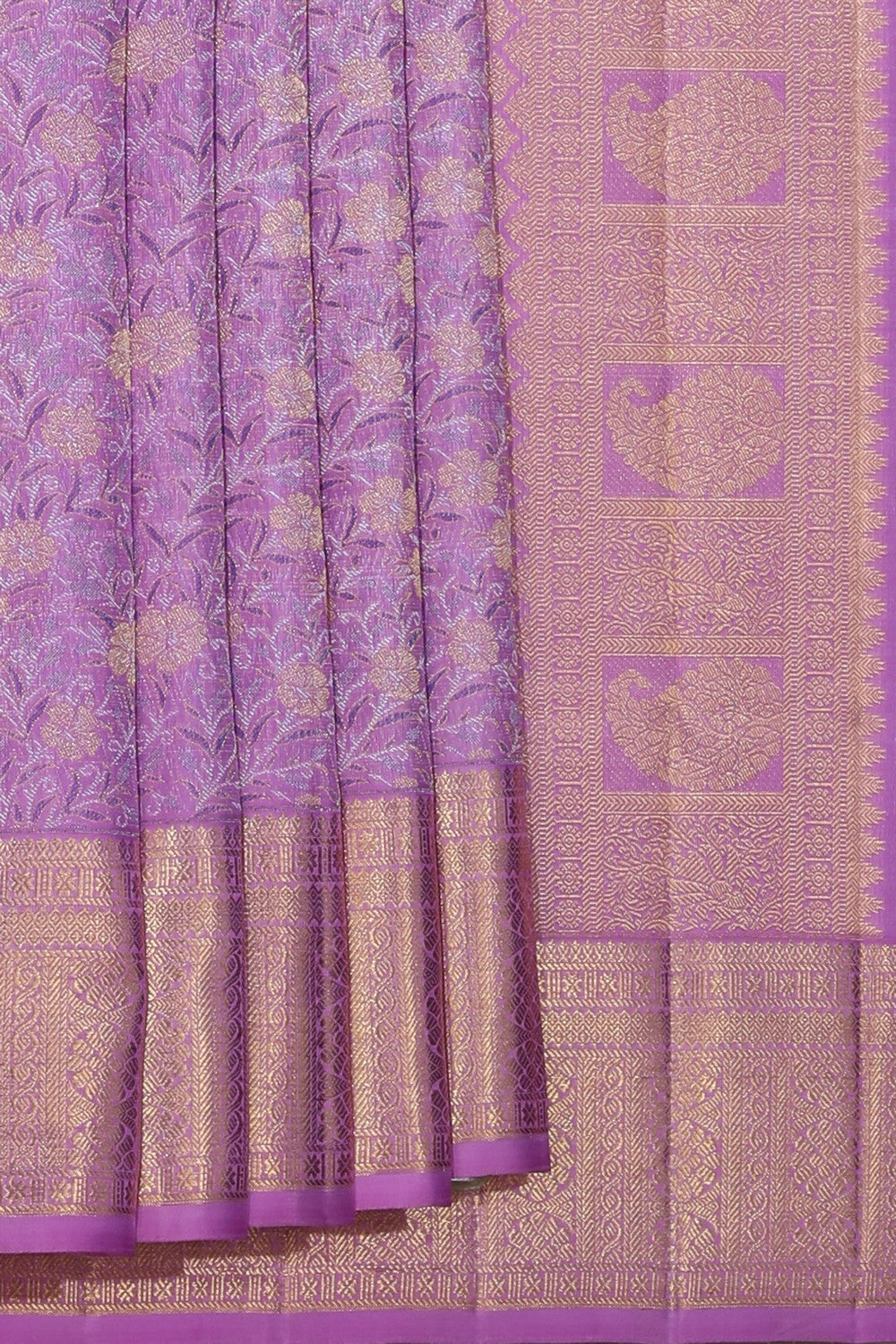 Kanchipuram Silk Brocade Lavender-Pink Saree