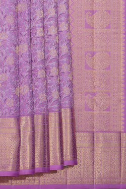 Image of Kanchipuram Silk Brocade Lavender-Pink Saree