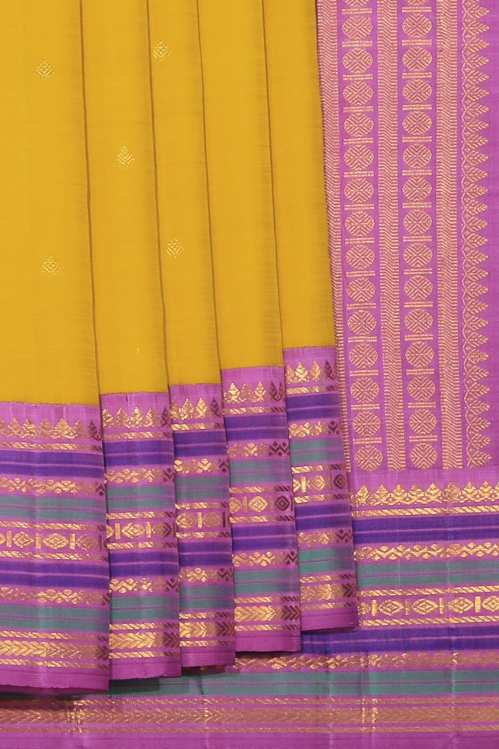 Kanchipuram Silk Yellow Saree