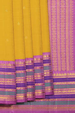 Image of Kanchipuram Silk Yellow Saree