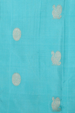 Image of Kanchipuram Silk Turquoise-Blue Saree