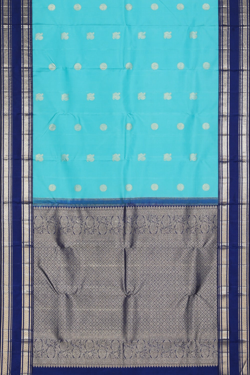 Kanchipuram Silk Turquoise-Blue Saree