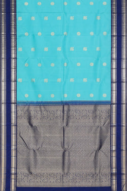 Image of Kanchipuram Silk Turquoise-Blue Saree