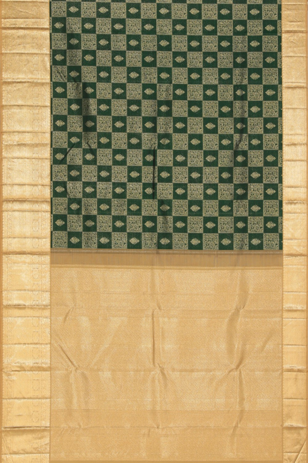 Collection of Kanchipuram Silk Bottle Green Saree in a gallery layout