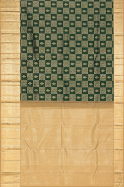 Collection of Kanchipuram Silk Bottle Green Saree in a gallery layout