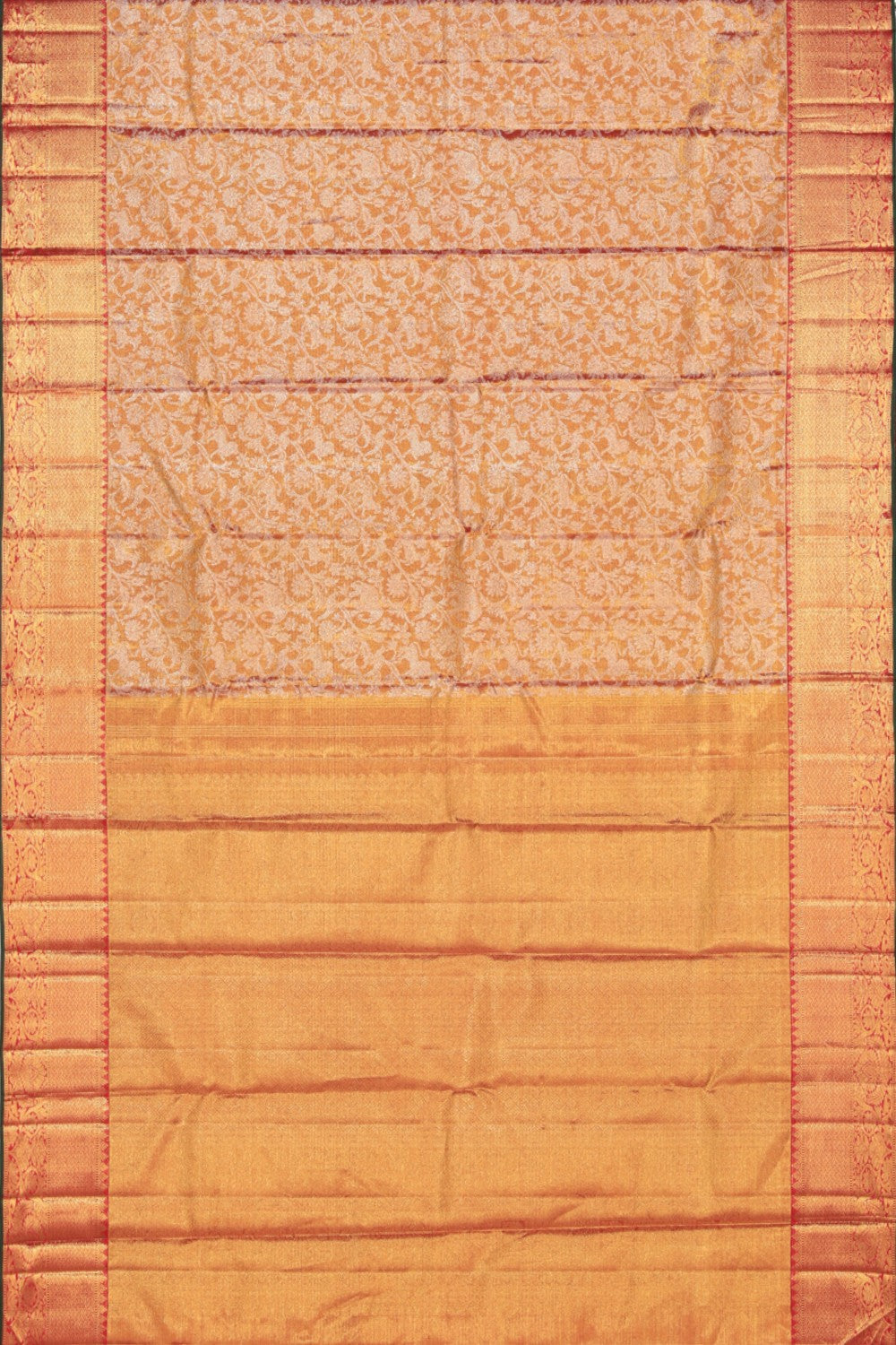 Collection of Kanchipuram Silk Tissue Brocade Gold Saree in a gallery layout