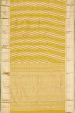 Collection of Kanjivaram Silk Brocade Fenugreek Yellow Saree in a gallery layout