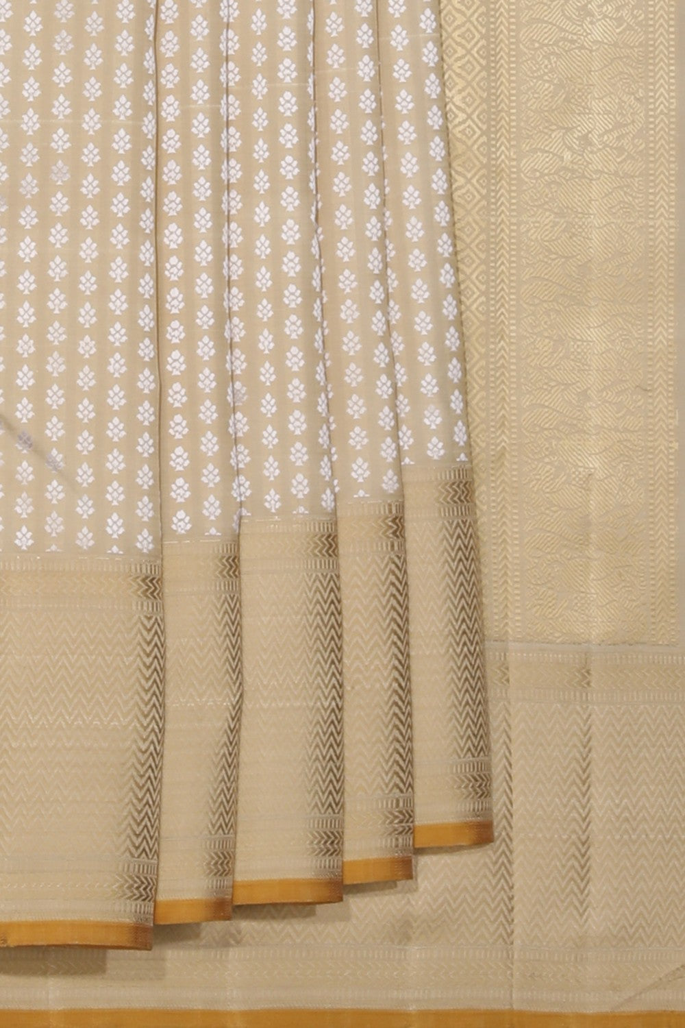 Collection of Kanjivaram Silk Brocade Cream Saree in a gallery layout