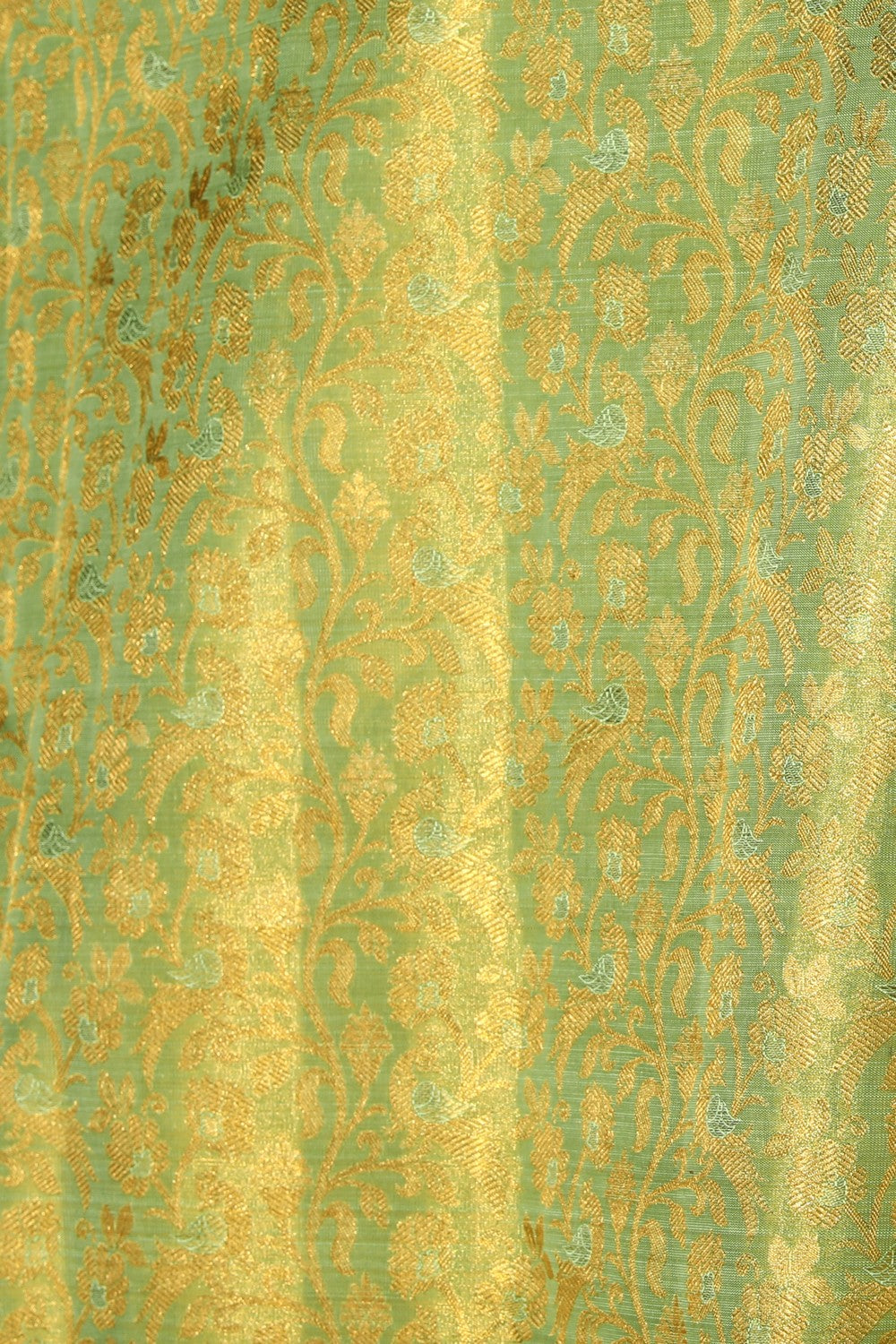 Collection of Kanchipuram Silk Tissue Brocade Green Saree in a gallery layout