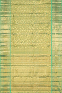 Collection of Kanchipuram Silk Tissue Brocade Green Saree in a gallery layout