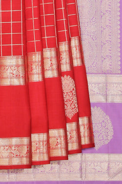 Collection of Arani Silk Brocade Red Saree in a gallery layout