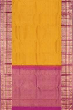 Collection of Arani Silk Mustard Saree in a gallery layout