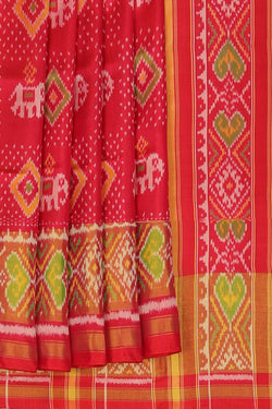 Image of Rajkot Patola Coral Red Saree