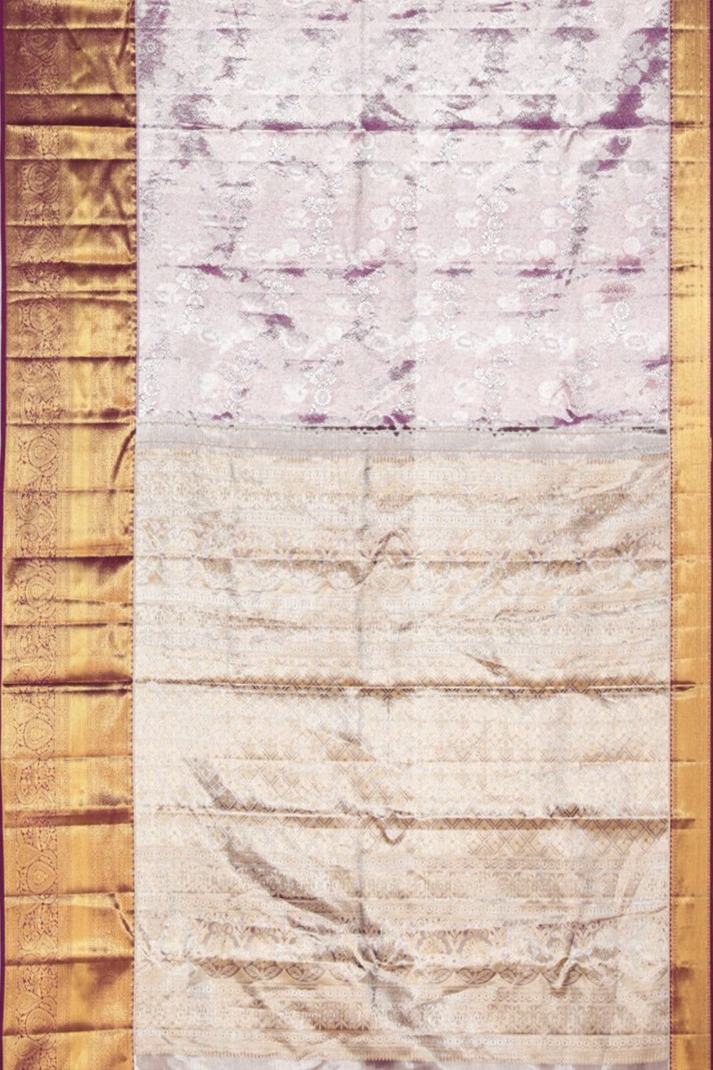 Collection of Kanchipattu Tissue Brocade Purple Saree in a gallery layout