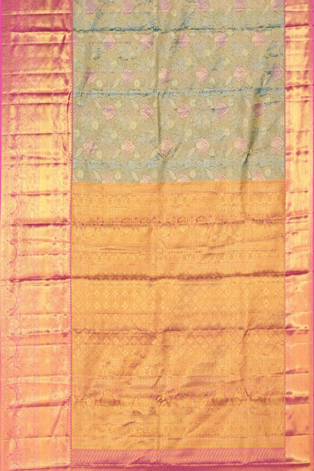 Collection of Kanchipattu Tissue Brocade Turquoise Blue Saree in a gallery layout