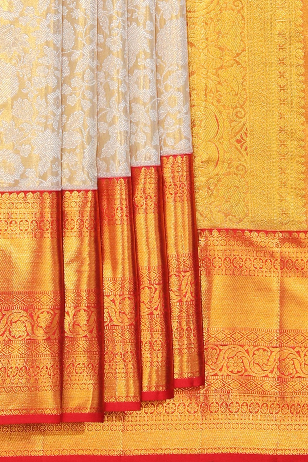 Collection of Kanchipattu Tissue Brocade Gold Saree in a gallery layout