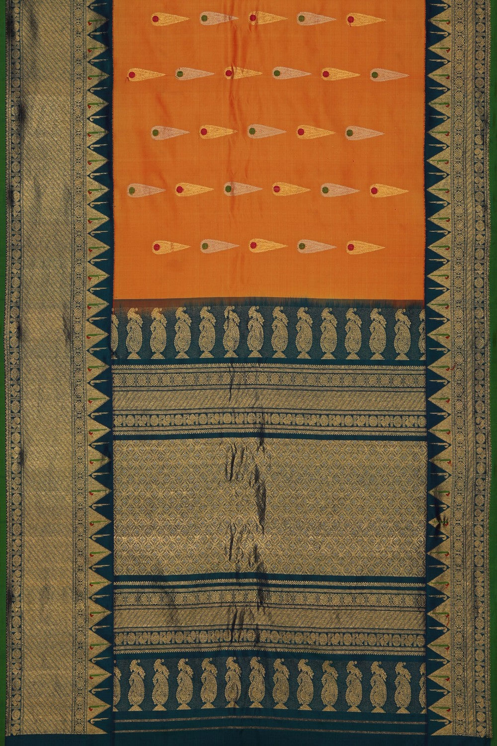 Image of Gadwal Silk Orange Saree