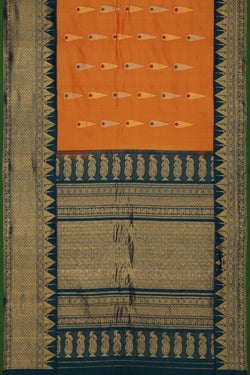 Image of Gadwal Silk Orange Saree