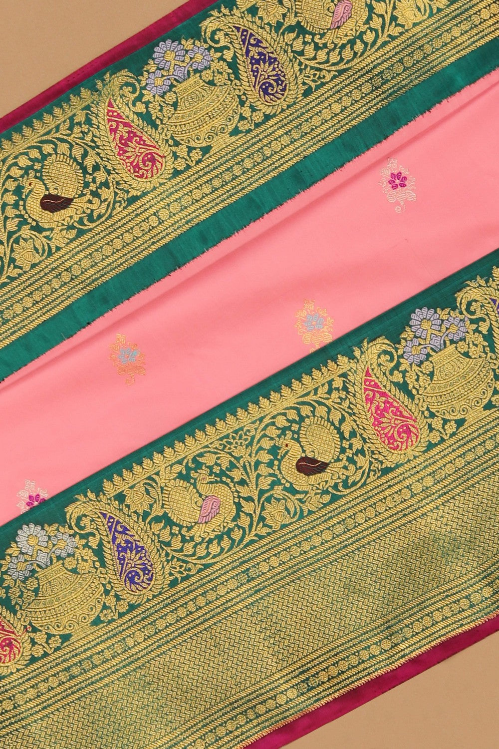 Image of Gadwal Silk Pink Saree