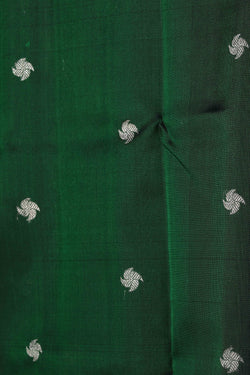 Collection of Venkatagiri Silk Bottle Green Saree in a gallery layout