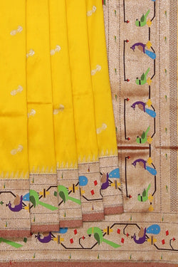 Collection of Paithani Silk Yellow Saree in a gallery layout