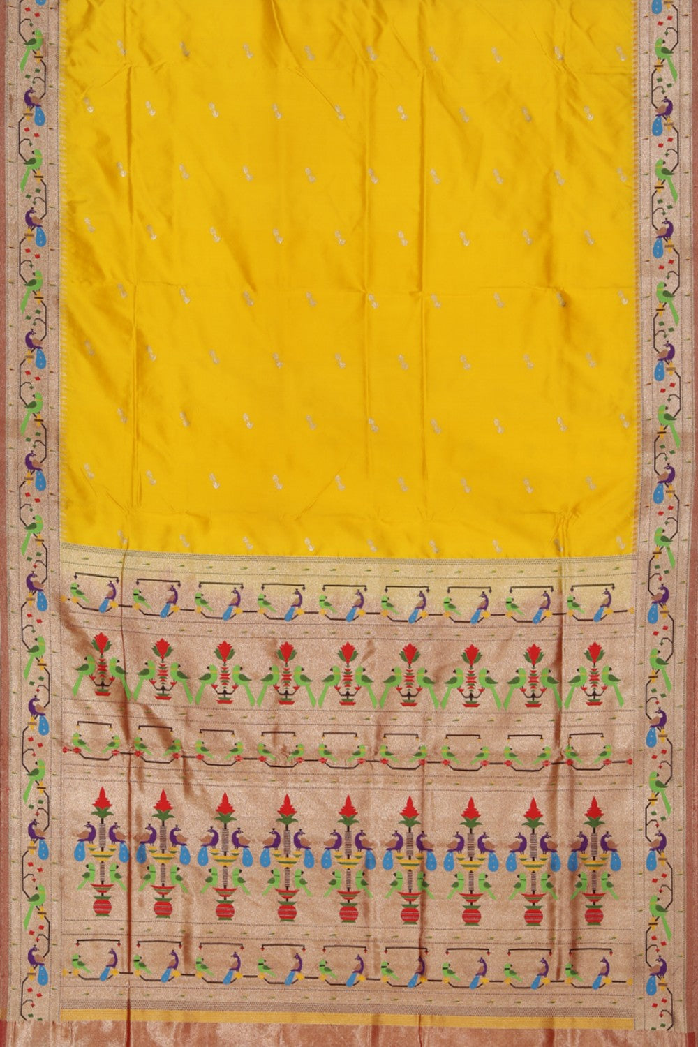 Collection of Paithani Silk Yellow Saree in a gallery layout