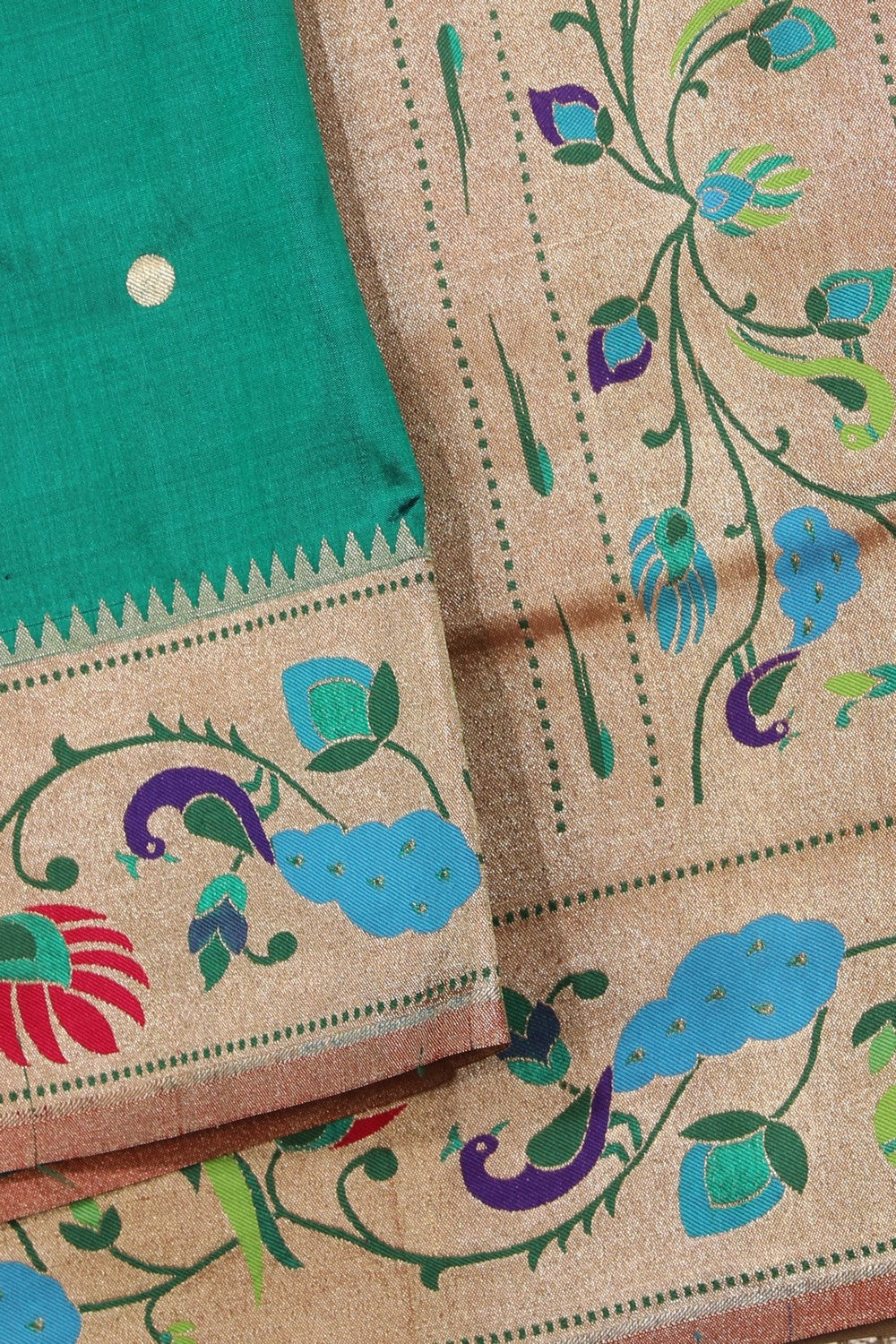 Paithani Silk Teal Green Saree