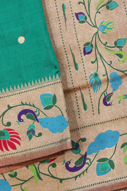 Image of Paithani Silk Teal Green Saree