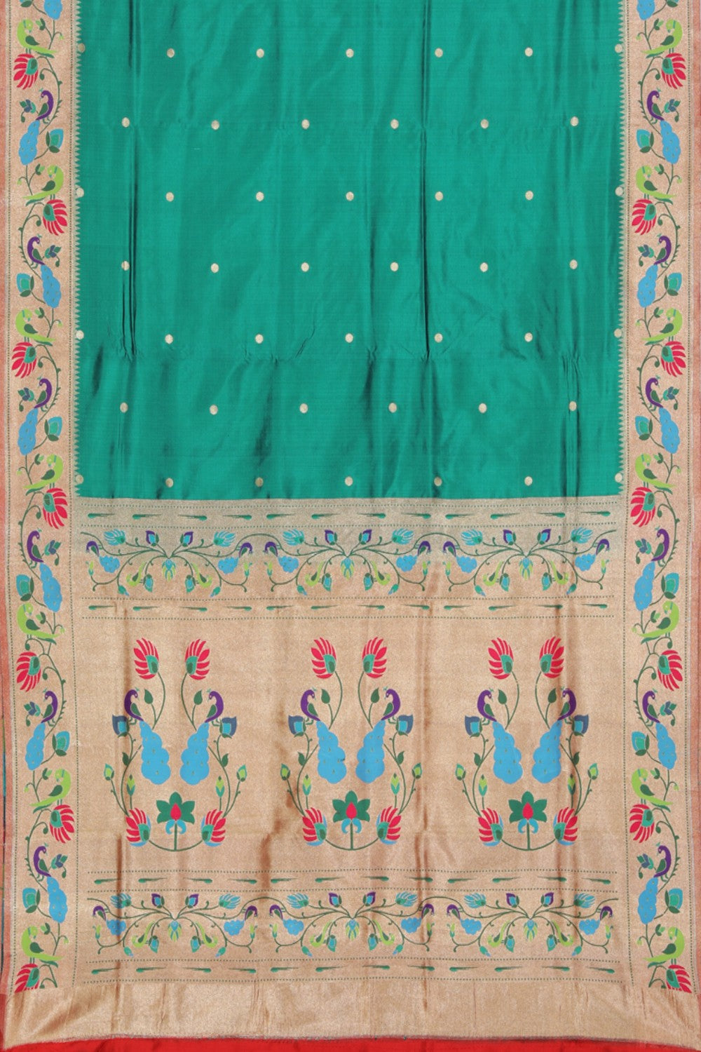 Paithani Silk Teal Green Saree