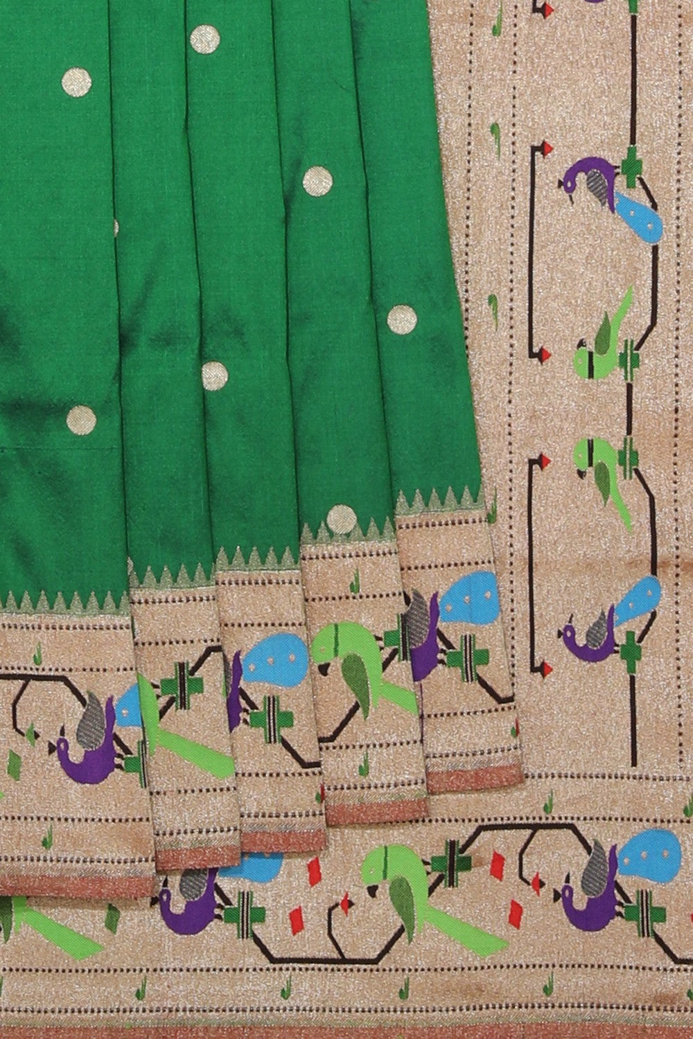 Collection of Paithani Silk Teal Green Saree in a gallery layout